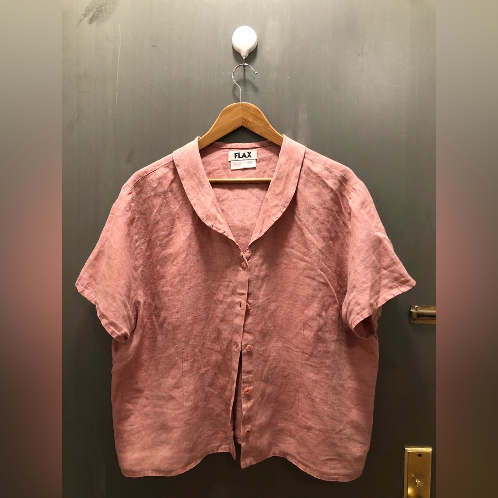 Large FLAX Linen Pink Top
